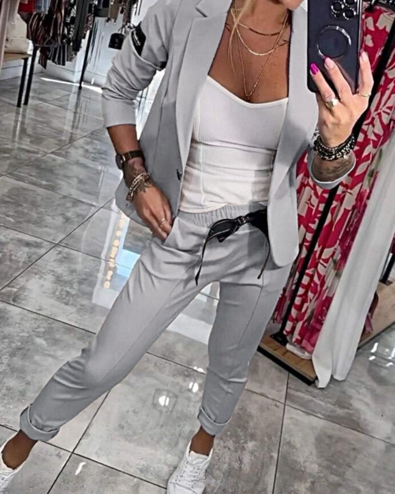 MALOU - CONJUNTO DE TOP, CHAQUETA Y PANTALÓN