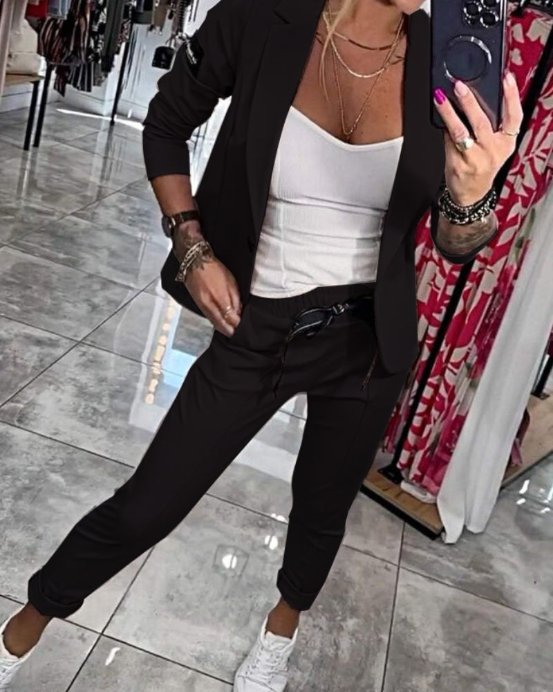 MALOU - CONJUNTO DE TOP, CHAQUETA Y PANTALÓN