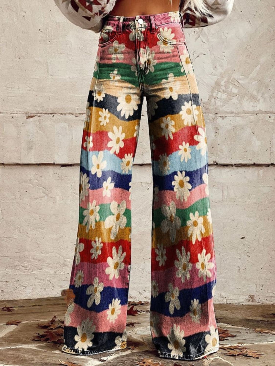 Léon - Pantalones elegantes con estampado floral