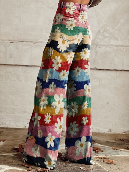 Léon - Pantalones elegantes con estampado floral