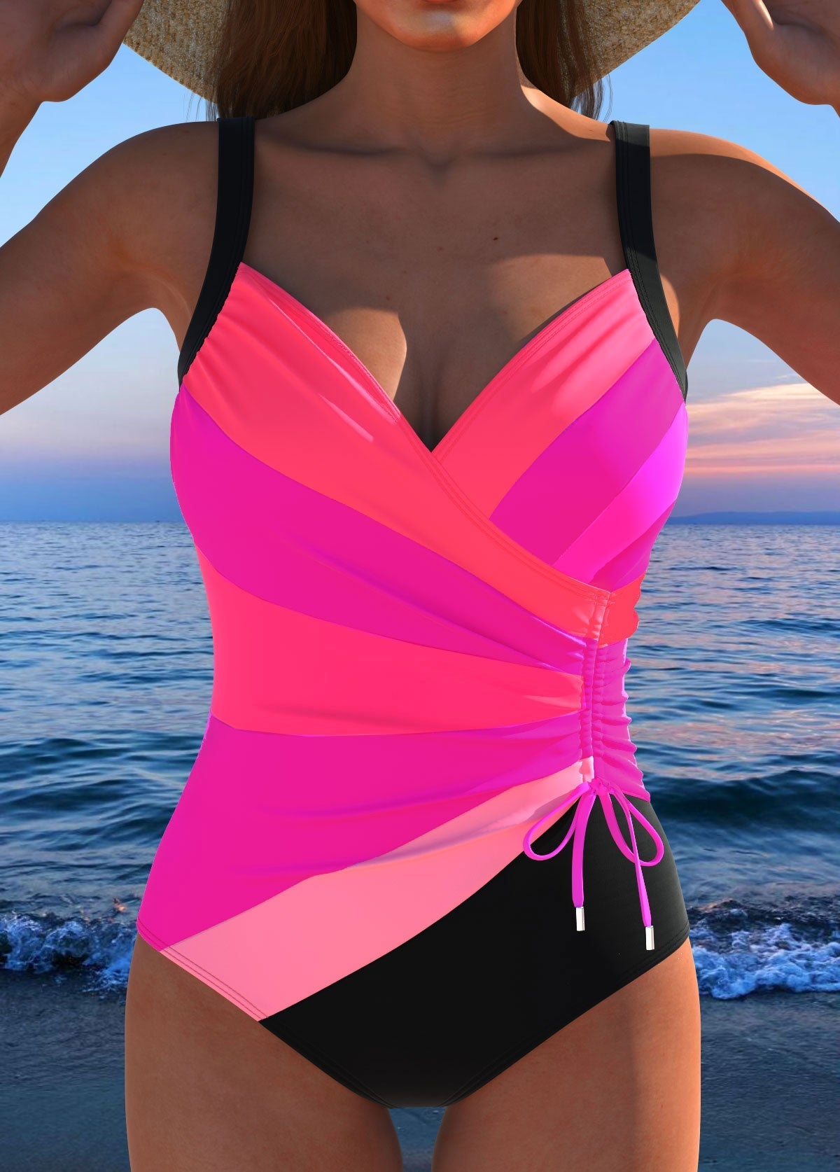 Bañador cruzado de lujo con estampado colorido