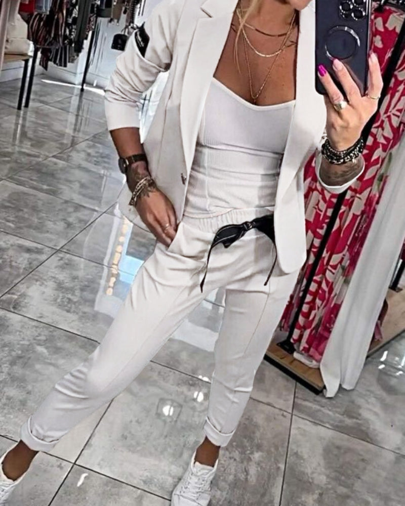 MALOU - CONJUNTO DE TOP, CHAQUETA Y PANTALÓN