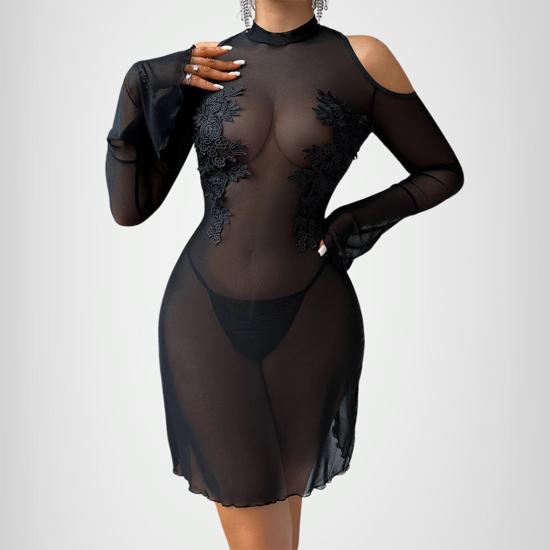 Selena™ | Vestido ajustado de tul bordado