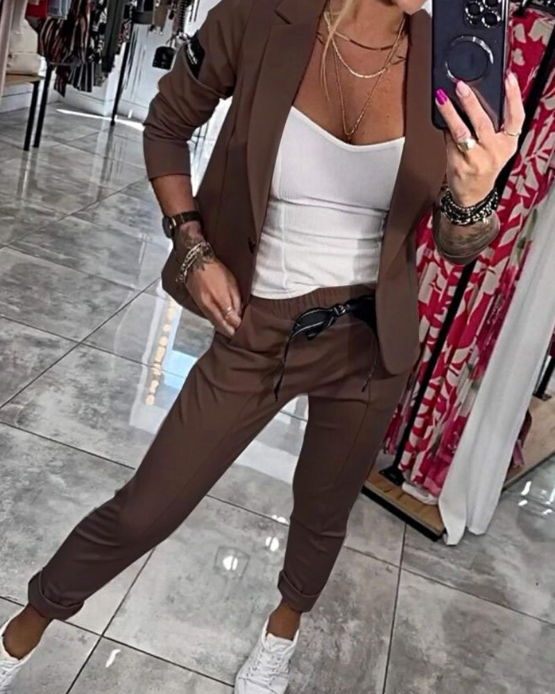MALOU - CONJUNTO DE TOP, CHAQUETA Y PANTALÓN