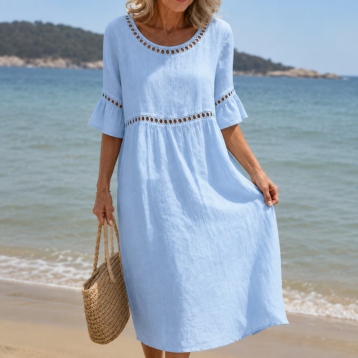 Hélène | Robe Longue en Lin Effet Ventre Plat