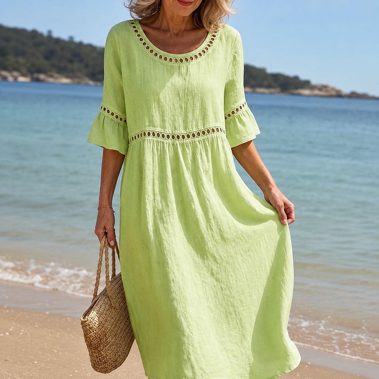 Hélène | Robe Longue en Lin Effet Ventre Plat