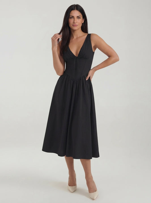 Vestido midi con escote en V Cassiopeia