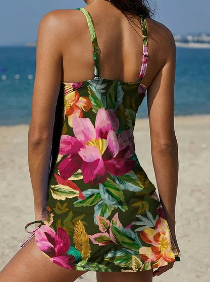 Cristina - Bañador Gráfico Floral con Short, Efecto Vientre Plano