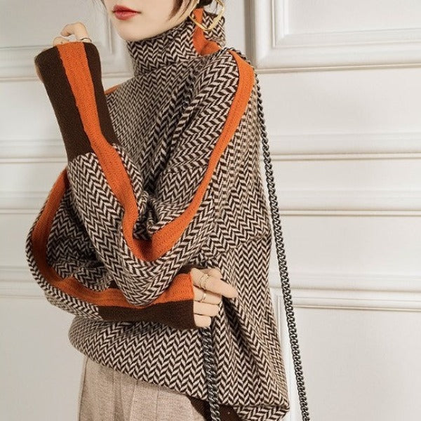 Vanessa | Jersey de cuello alto con llamativas rayas