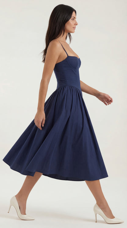 Vestido midi con corsé Odette