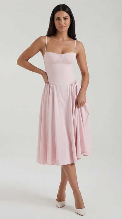 Vestido midi con corsé Odette