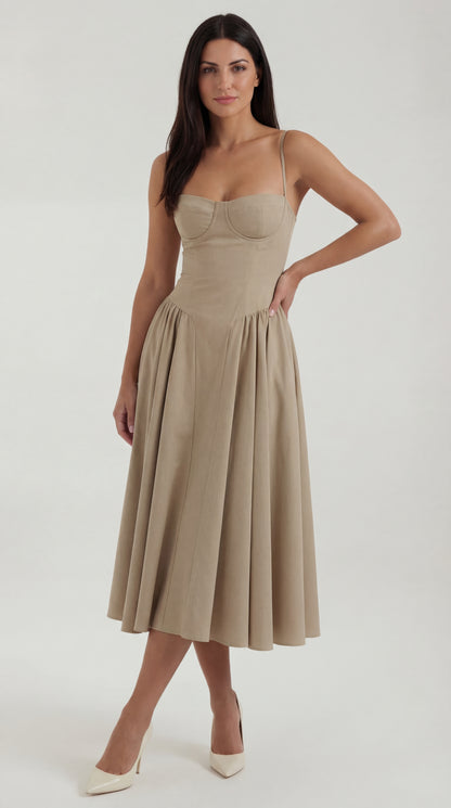Vestido midi con corsé Odette