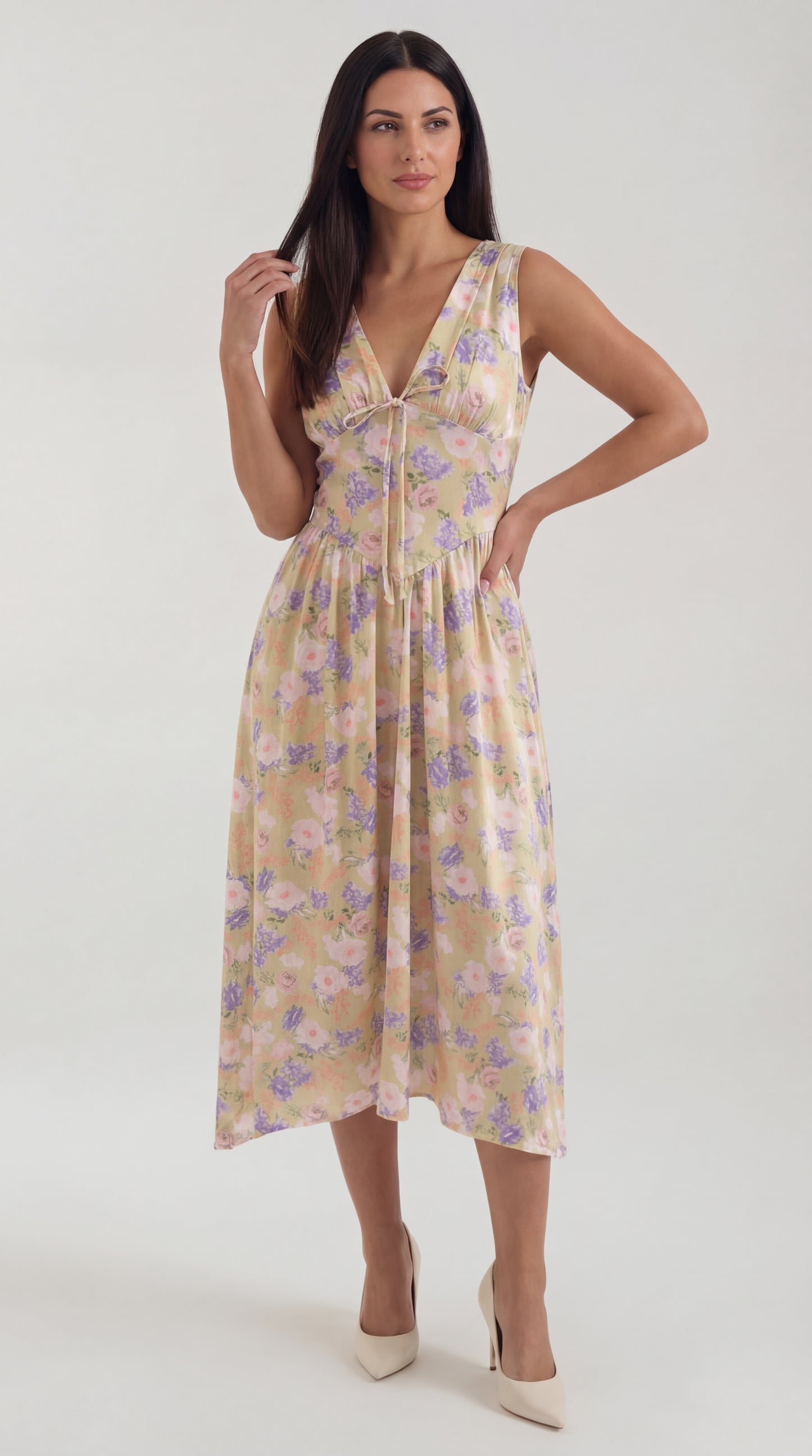 Vestido midi con escote en V Cassiopeia