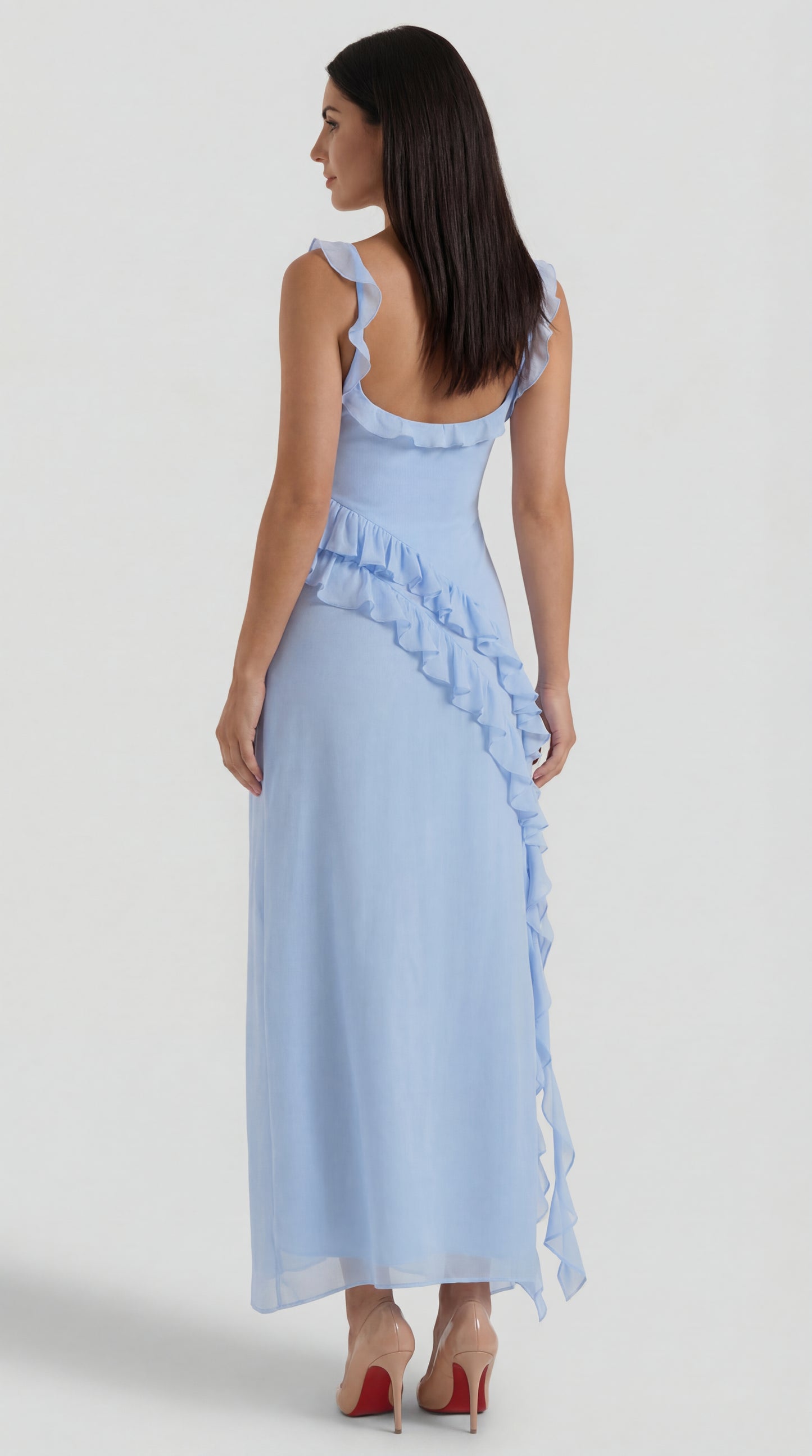 Vestido largo de Susan con volantes