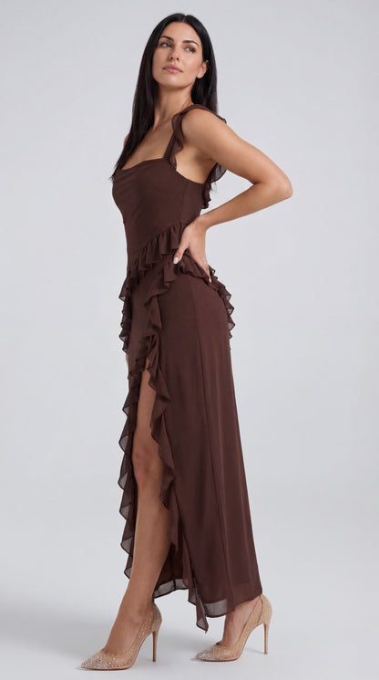 Vestido largo de Susan con volantes