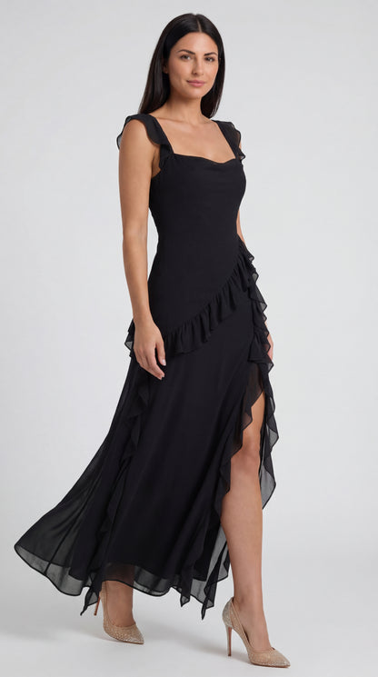Vestido largo de Susan con volantes