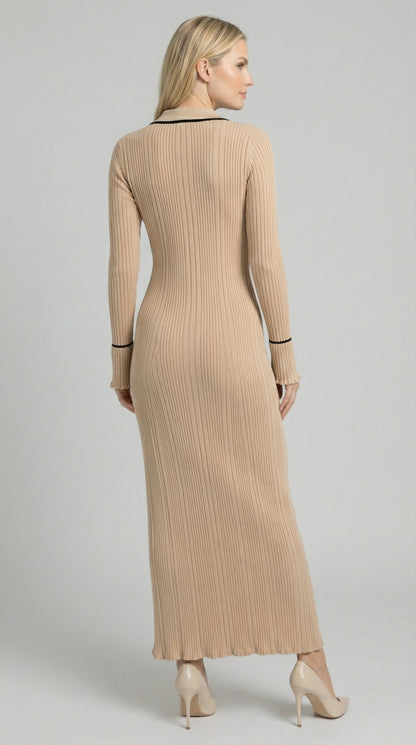 Vestido largo ajustado de punto Josephine