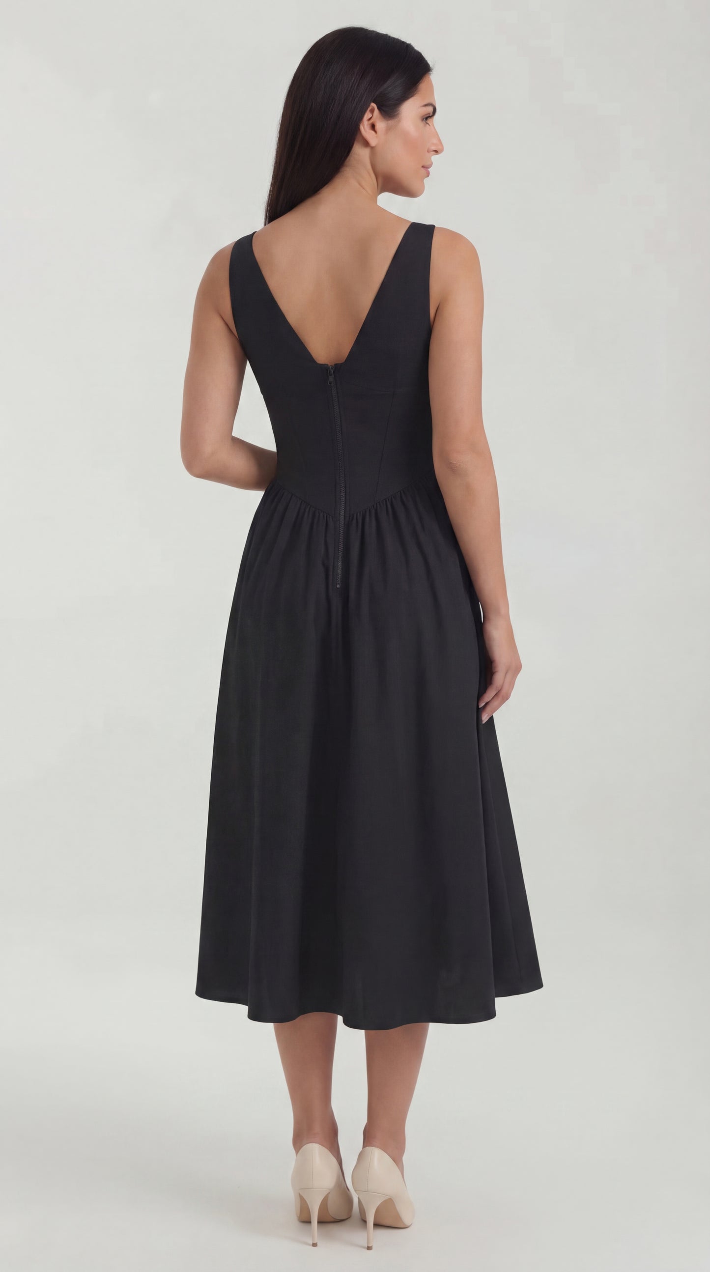 Vestido midi con escote en V Cassiopeia