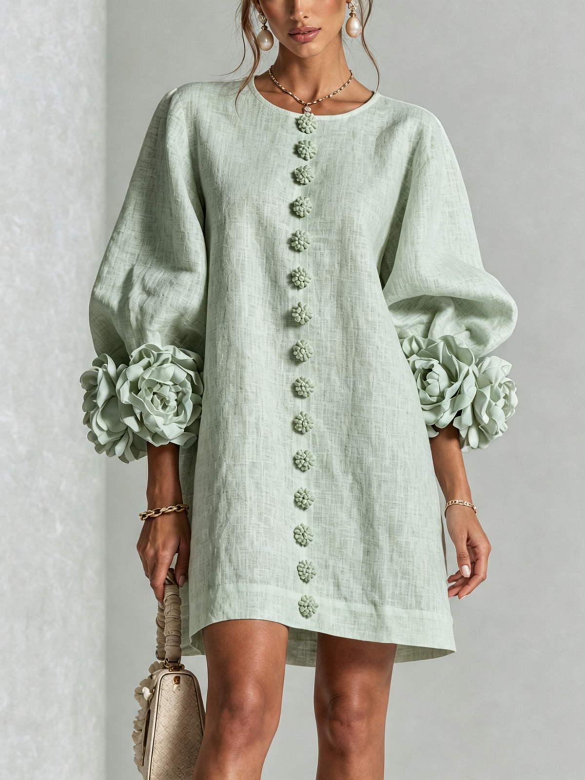 Flor | Minivestido con estampado floral y cierre de botones