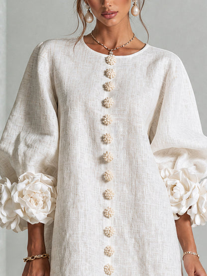 Flor | Minivestido con estampado floral y cierre de botones