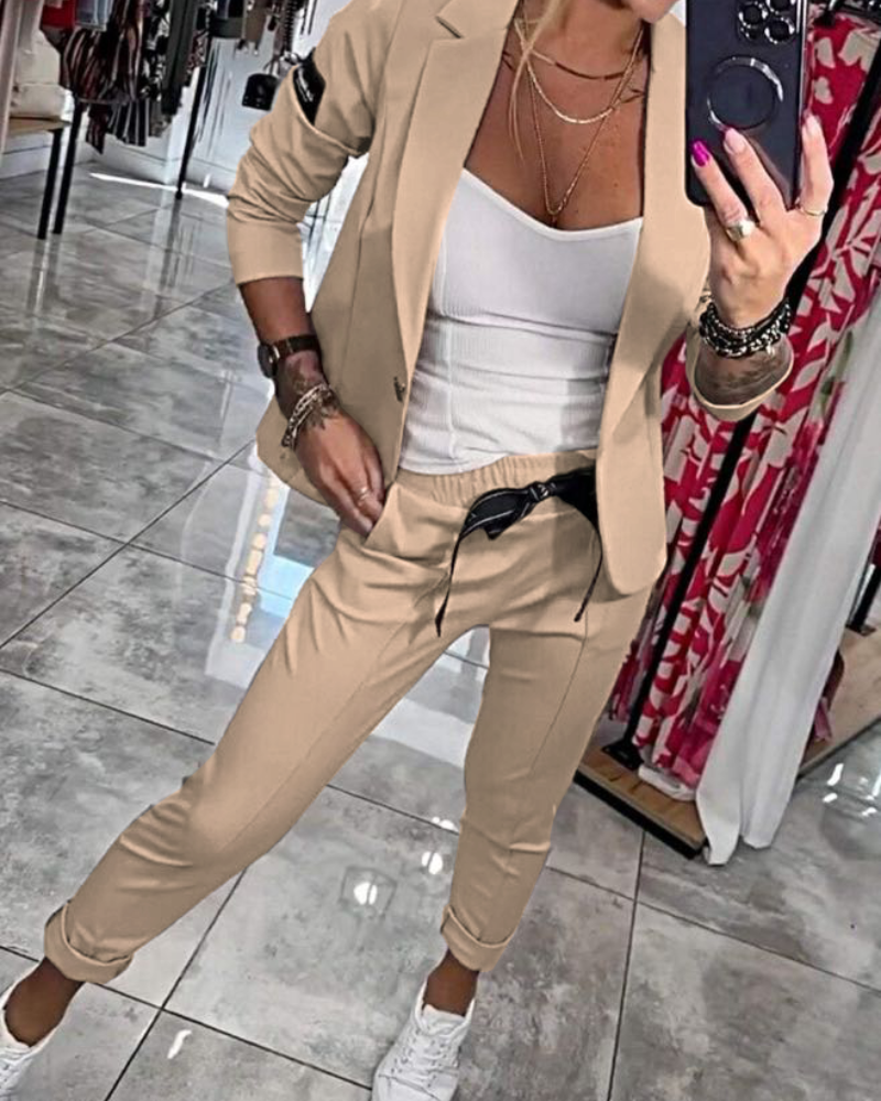 MALOU - CONJUNTO DE TOP, CHAQUETA Y PANTALÓN