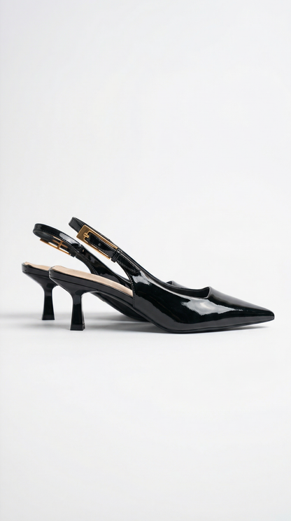 Zapatos de salón Elizabeth con talón bajo y tiras traseras