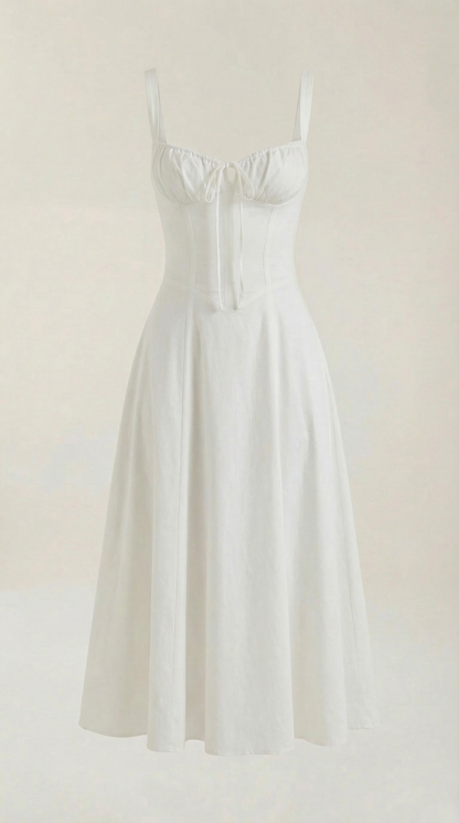 Vestido midi de color jade con cordones