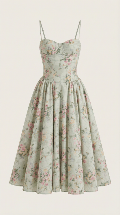 Vestido midi con corsé Odette