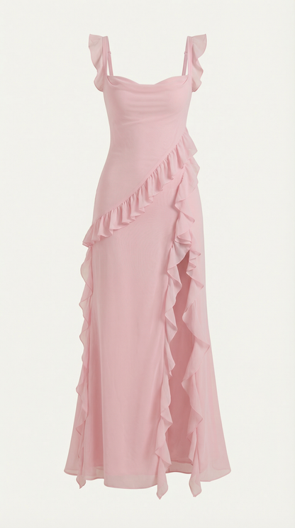 Vestido largo de Susan con volantes