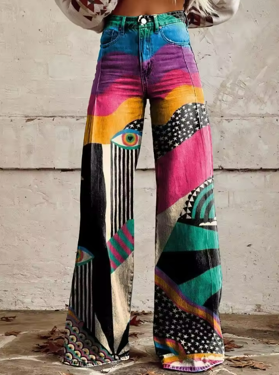 Talia - Pantalones acampanados de estilo boho chic